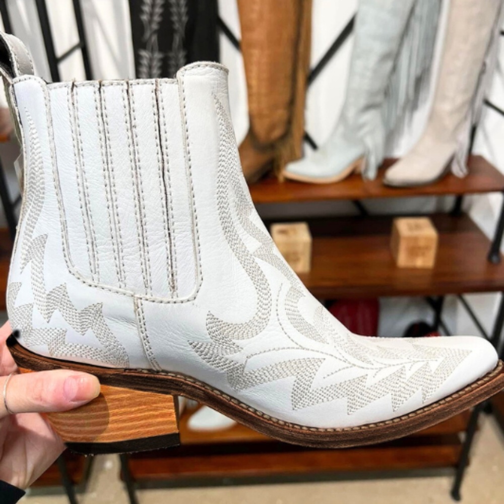 White Ankle Western Booties